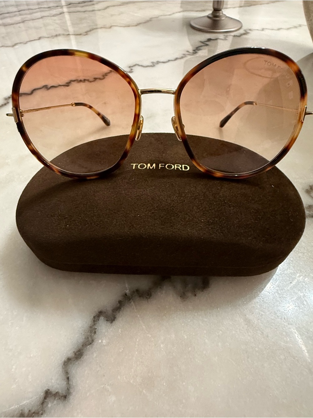 Tom Ford Women's Tortoiseshell Frame Sunglasses with Pink Gradient Lenses